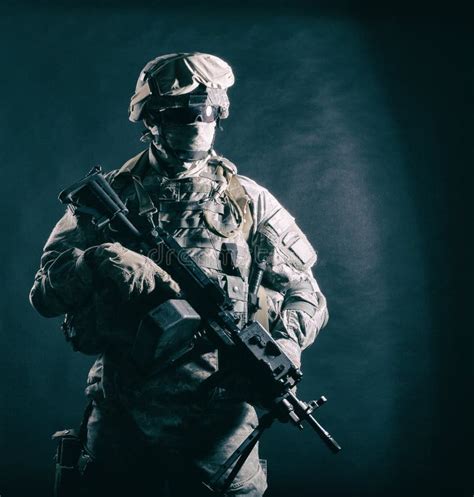 Modern Army Infantryman With Machine Gun Stock Photo Image Of Gunner