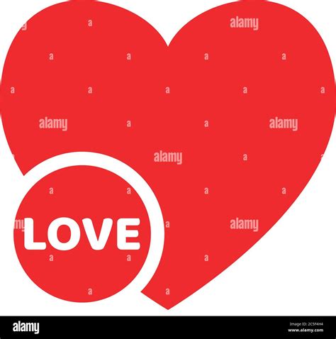 Heart Shape Icon Love Text Red Valentines Day Symbol Vector