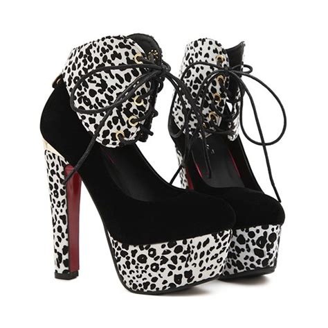 Sexy Leopard Print Lace Up High Heel Pumps On Luulla