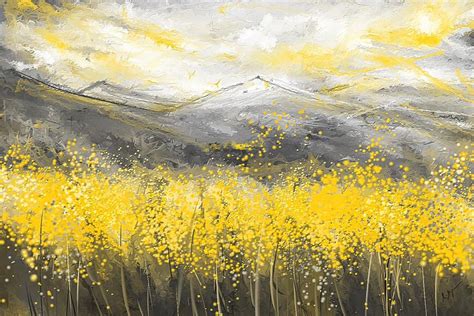 Yellow Painting Neutral Sun Yellow And Gray Art By Lourry Legarde