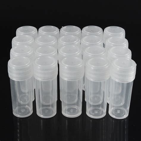20x 5ml Plastic Test Tubes Bottle Vials Sample Containers Powder Craft