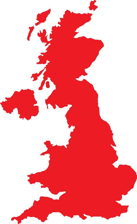Red Colored United Kingdom Outline Map Political Uk Map Vector