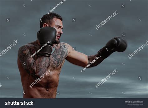 Muscular Kick Boxer Muay Thai Fighter Stock Photo Edit Now 2096560288