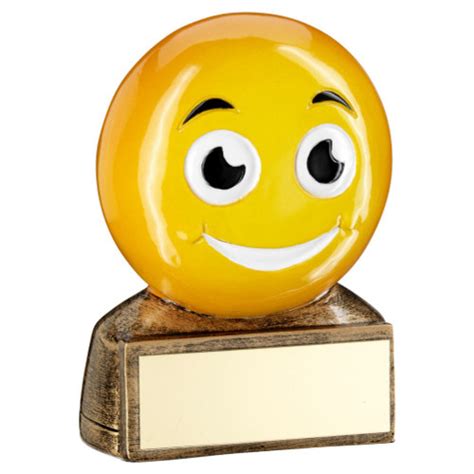 Smiley Face Emoji Novelty Gold Star Eyes Budget Trophy Rf954
