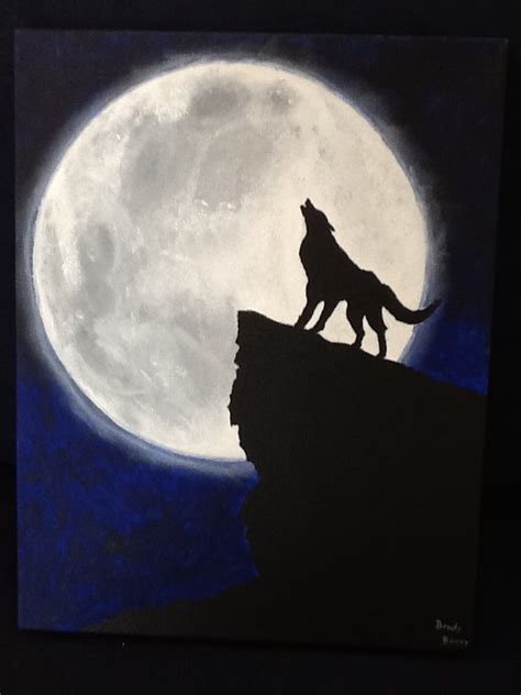 Wolf Howling At The Full Moon Painting By Elizabeth