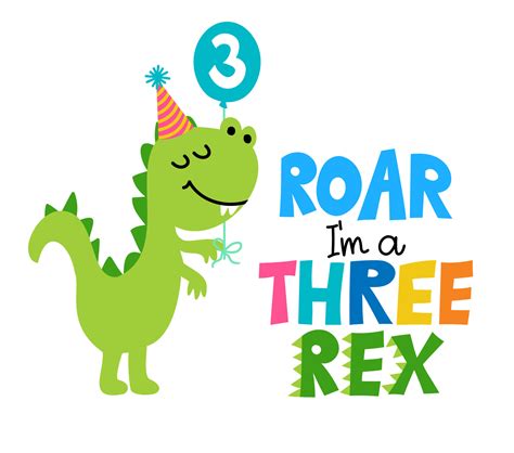 Roar I Am A Three Rex Cute Dino Saying Funny Calligraphy For 3rd