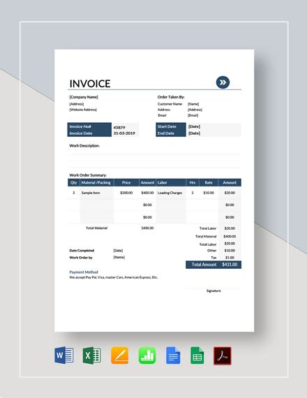 Moving Company Invoice Template Best Template Ideas
