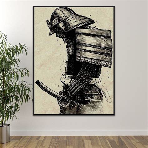 Japanese Samurai Canvas Painting Modern Wall Art Pictures Abstract For