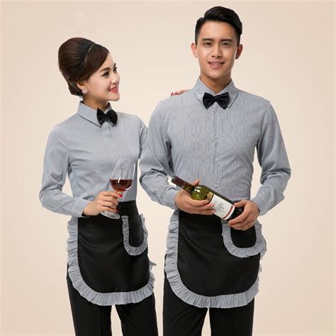 Grey Green Men Restaurant Waiter Uniform Catering Waitress Uniform