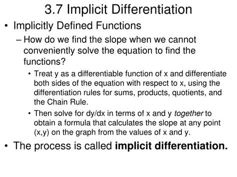 Ppt Section 25 Implicit Differentiation Powerpoint