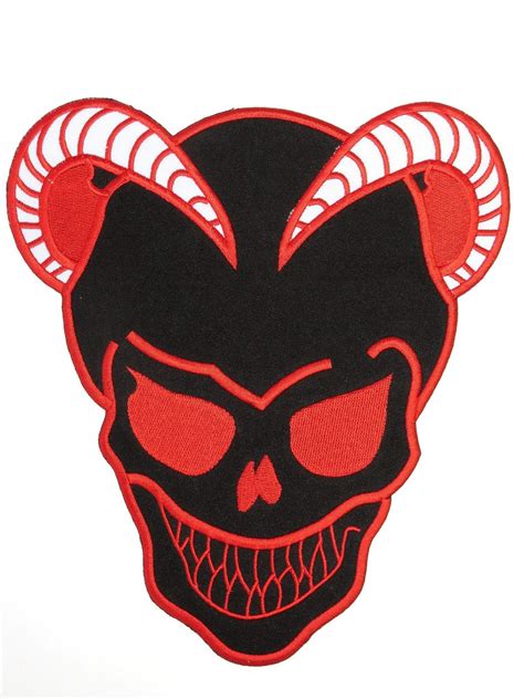 Red Devil Satan Skull Horns Giant Embroidered Xl Back Patch 102x93