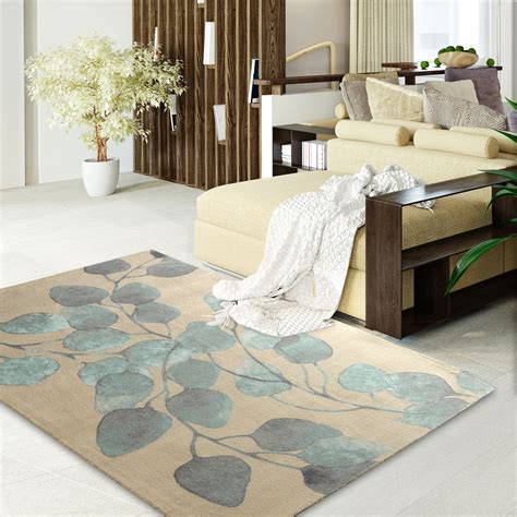 Rugsmith Turquoise Ficus Modern Floral Area Rug