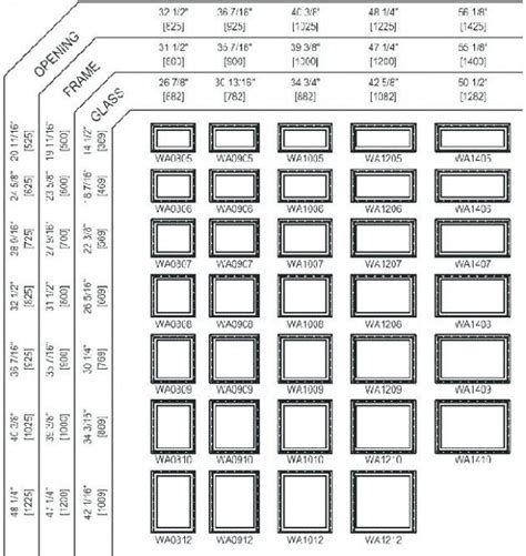 Andersen 100 Series Size Chart