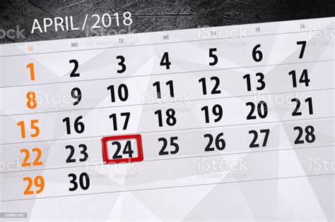 The Daily Business Calendar Page 2018 April 24 Stock Illustration