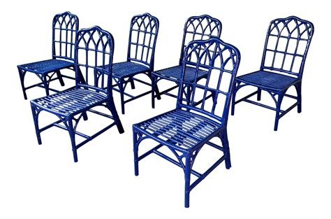 The chairs come in a set of four, and they're available in nine different colors. Set of Six Vintage McGuire Bamboo Cathedral Dining Chairs ...