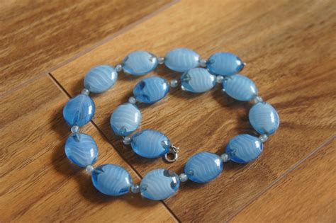 Vintege Necklace Jewelry Blue Stones Aquamarine Signed 120 Etsy