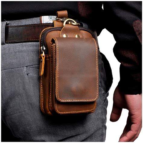 Fashion Real Leather Small Summer Pouch Hook Design Waist Pack Bag