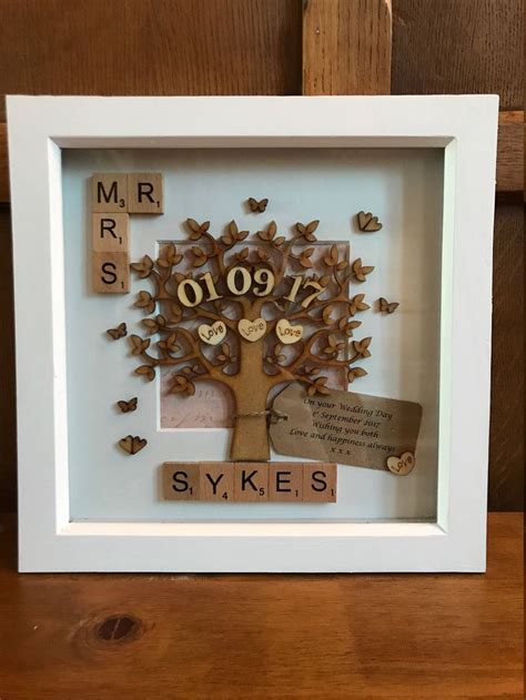 From handmade diy gifts to personalized gifts for your wedding party, here is a quick look at some of our favorite options for perfect wedding gift ideas. Wedding Personalised Mr & Mrs Scrabble Box Frame. Handmade ...