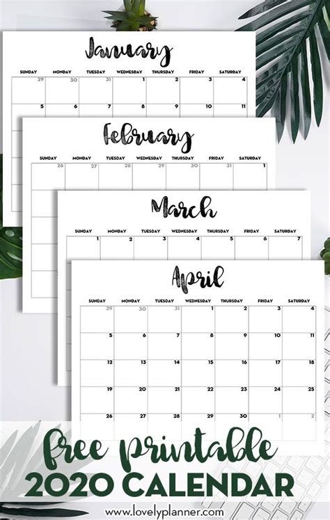 Sometimes it is handy to have a calendar for your current month on your cubical wall. 2020 Calendar Printable Free Template | Free printable ...