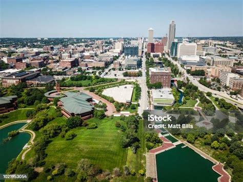Downtown Omaha Nebraska Drone Photo Stock Photo Download Image Now