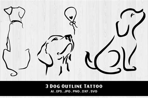 Dog Outline Tattoo 3 Variations