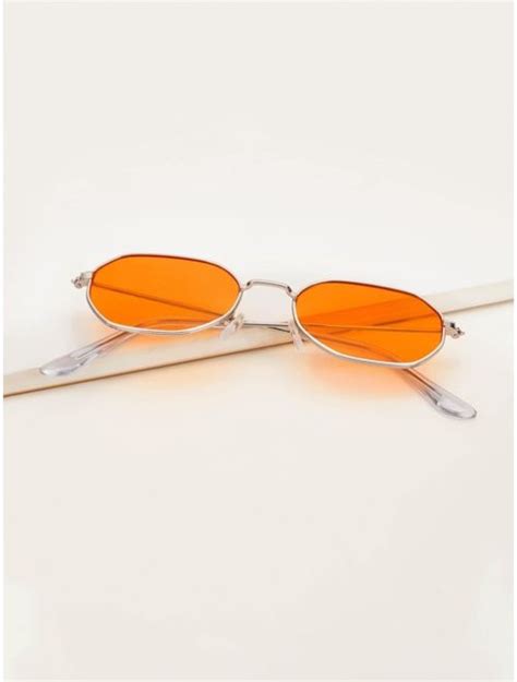 buy shein metal frame tinted lens sunglasses online topofstyle