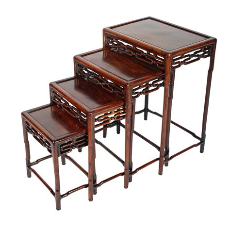 Nest Of Four Chinese Rosewood Tables Antique Tables Embroidery Works