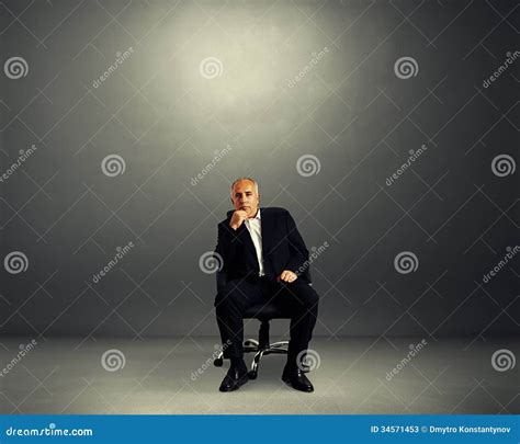 Pensive Businessman Sitting On Office Chair Stock Image Image Of