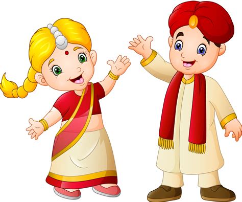 Cartoon Indian Couple Wearing Traditional Costume 12851812 Vector Art At Vecteezy