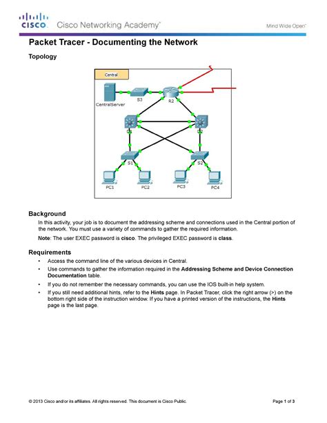 1129 Packet Tracer Documenting The Network Instructions Packet