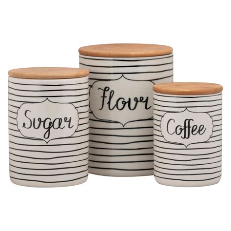 10 Strawberry Street Everyday 3 Piece Canister Set White And Black