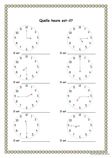 Quelle Heure Est Il English Esl Worksheets Pdf And Doc