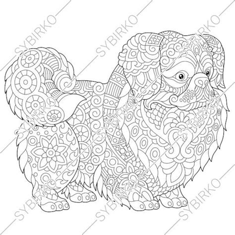 Coloring Pages For Adults Pekingese Japanese Chin Dog Etsy