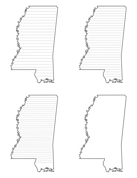 Free Printable Mississippi Shaped Writing Templates
