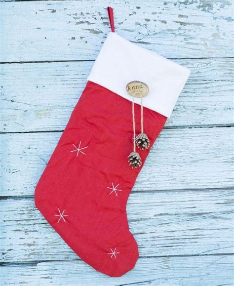Large Red Personalized Christmas Stocking Made From Natural Etsy In