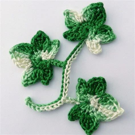Crochet Applique 1 Ivy Stem With 3 Leaves In V Folksy Craftjuice