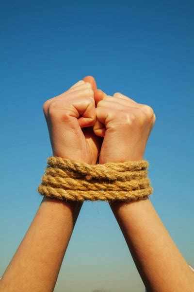 Hands Tied Up With Rope Stock Photo Andreykr