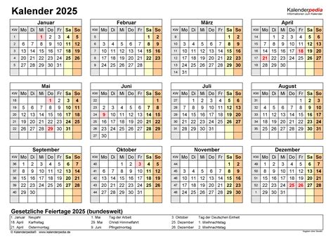 Kalender 2025 Zum Ausdrucken In Excel 19 Vorlagen Kostenlos