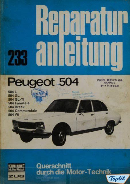 Reparatur Anleitung Bucheli Peugeot 504 Modelle Band 233 Kaufen