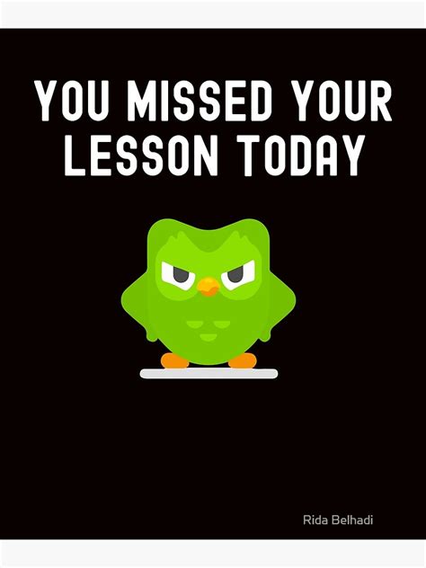 You Missed Your Lesson Today Duolingo Memes Poster By Redabomx
