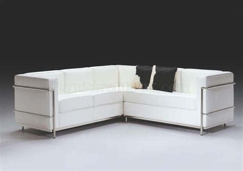 White Full Italian Leather Ultra Modern Sectional Sofa F02l