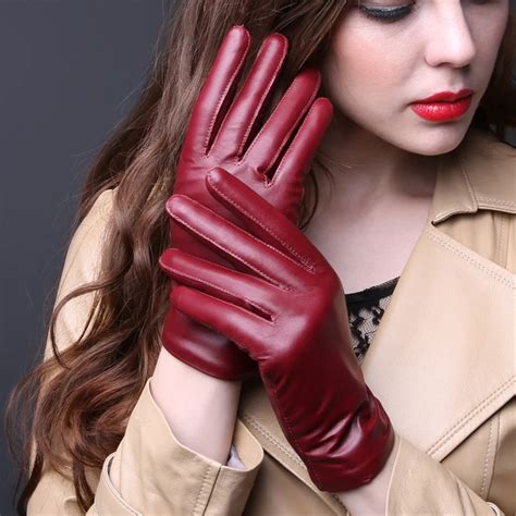 High Quality Genuine Leather Gloves Winter Women New Warm Plus Velvet Sheepskin Gloves Thickened