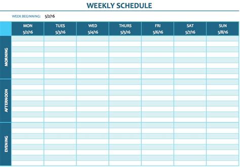 Printable Weekly Schedule Template Excel Printable Te