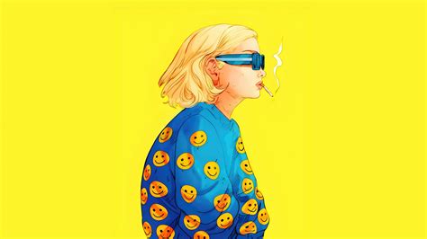 Smiley Hoodie Girl Sunglasses Wallpaperhd Artist Wallpapers4k