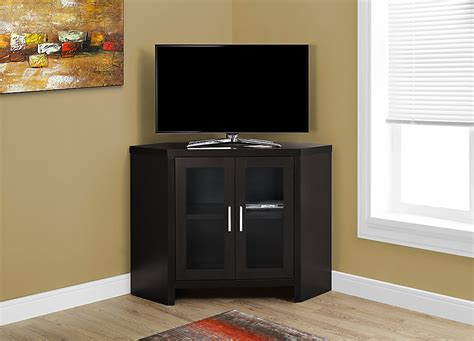 Monarch Specialties Tv Stand 42 Inch L Cappuccino Corner With Glass