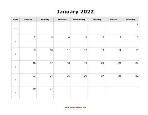 Download Blank Calendar 2022 12 Pages One Month Per Page Horizontal