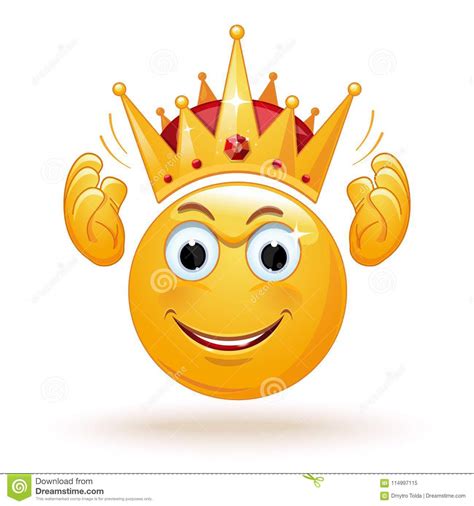King Emoticon Emoji Face Gold Crown Cartoon Icon Vector Illustration