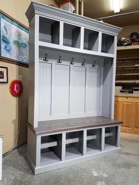 72 l ausonio bench rustic solid wood beams create seat with short iron legs. Mudroom Lockers Bench Storage Furniture Cubbies Hall Tree ...