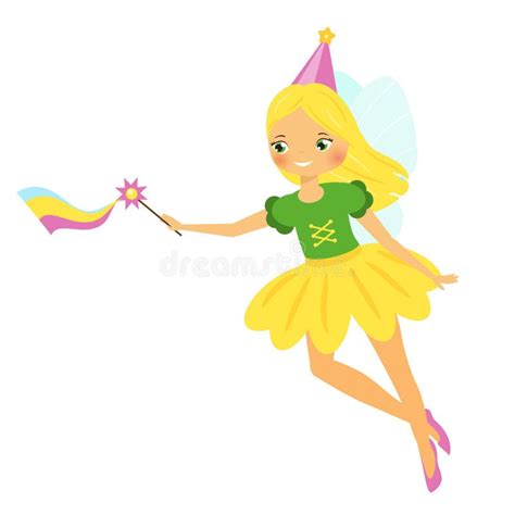 Schattig Cartoon Fantasy Fairy Princess Flap Rainbow Magische Wand