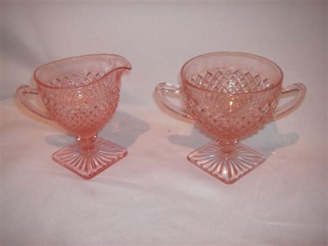 Pink Miss America Depression Glass Creamer And Sugar Antique Price Guide Details Page